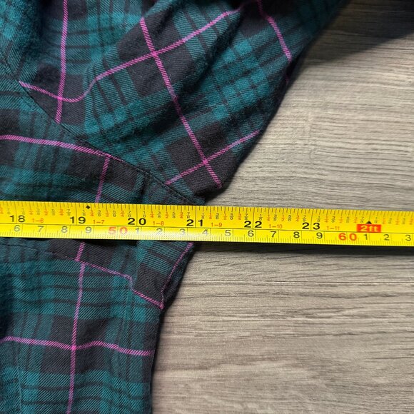 L.L. Bean Women's Lightweight Plaid Flannel Shirt - Teal/Pink - Picture 4 of 5